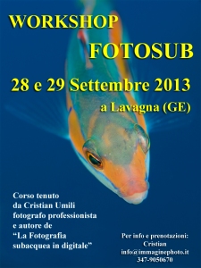 Corso Fotosub 28-29 settembre con immersioni a Portofino. Programma e costi: http://www.immaginephoto.it/workshop/fotosub2012/scheda%20iscrizione%20base.pdf